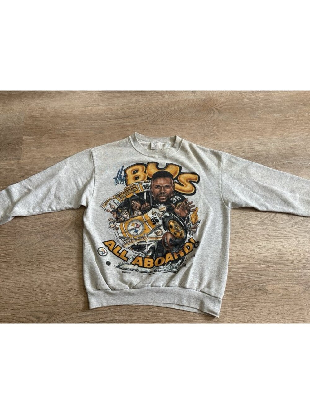 Vintage 1996 Jerome the BUS Bettis Caricature Sweatshirt Steelers